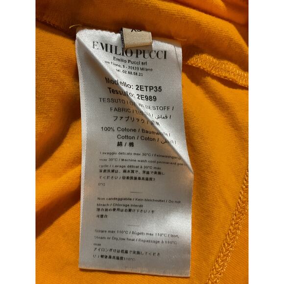 Emilio Pucci Short Sleeve Yellow Cotton Logo T-Shirt Size XS - Picture 5 of 5